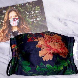 Johnny Was Face Mask Cotton Sateen Dark Floral